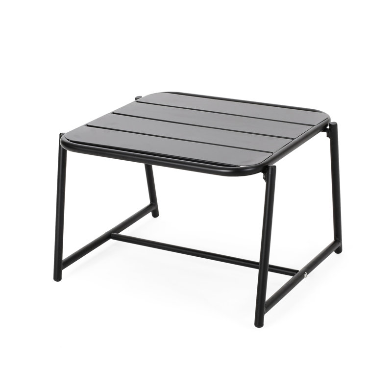 Side Table - Matte Black Iron Outdoor For Golf Area, 20.5 In. D, 19 W, 13.55 H, 9.49 Lb, Modern Decor Metal Veranda, Deep, Width, Height, Veranda