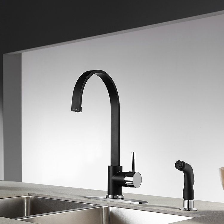 Kingston Brass Concord Single-Handle 2-Hole Deck Mount Kitchen Faucet with Side Sprayer