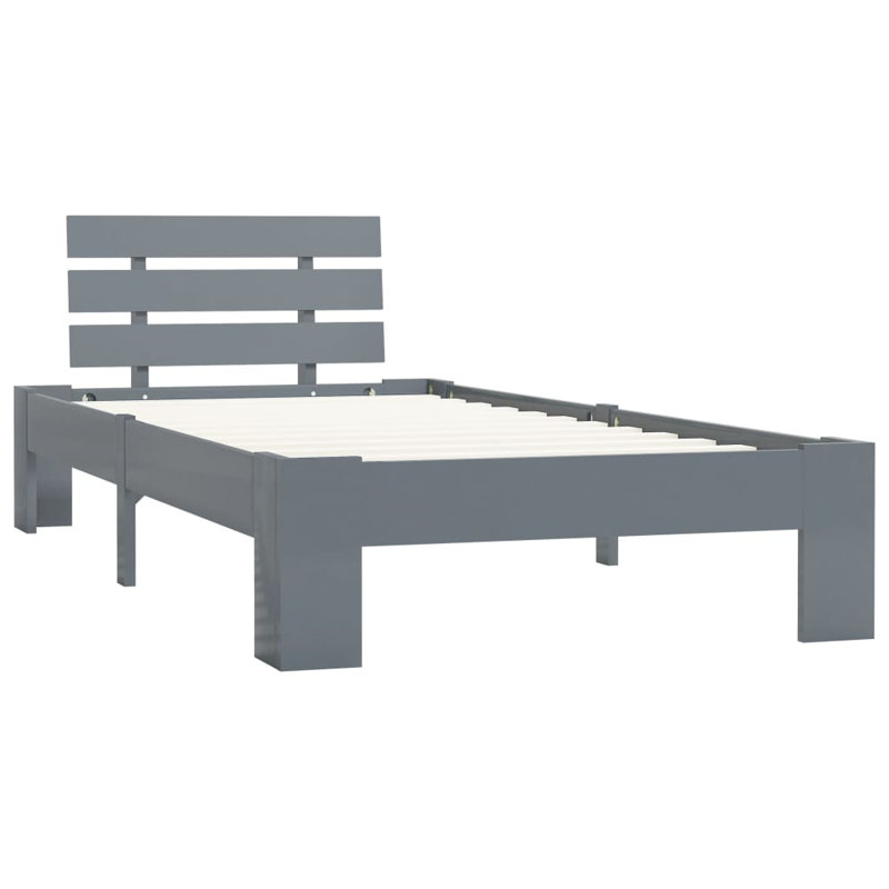 vidaXL Bed Frame Solid Pine Wood, Grey, European Single (95 x 200 cm)