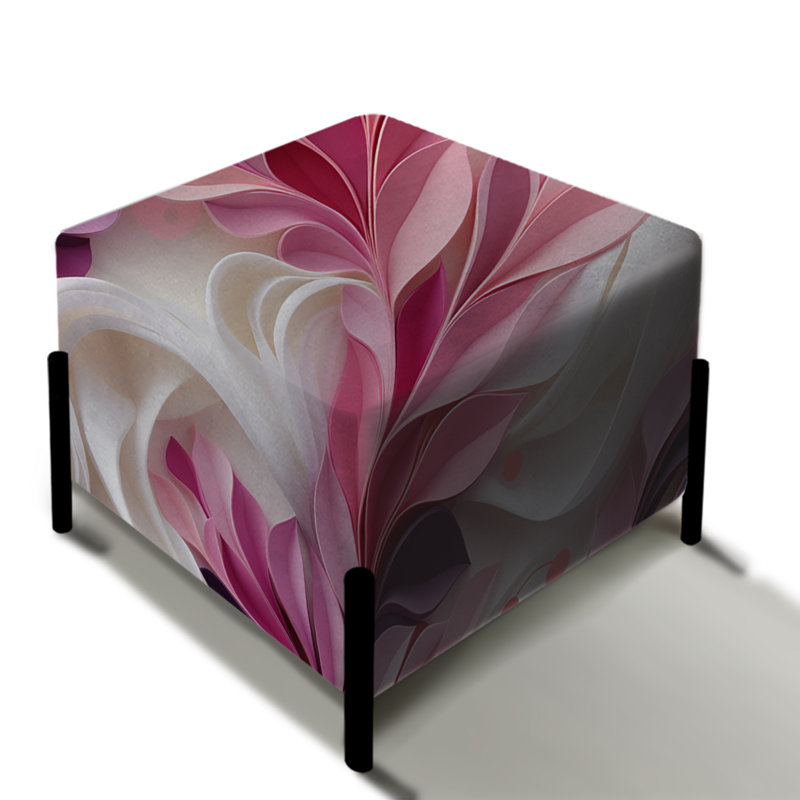 Pink And White Abstract Waves Serenity - Abstract Square Ottoman