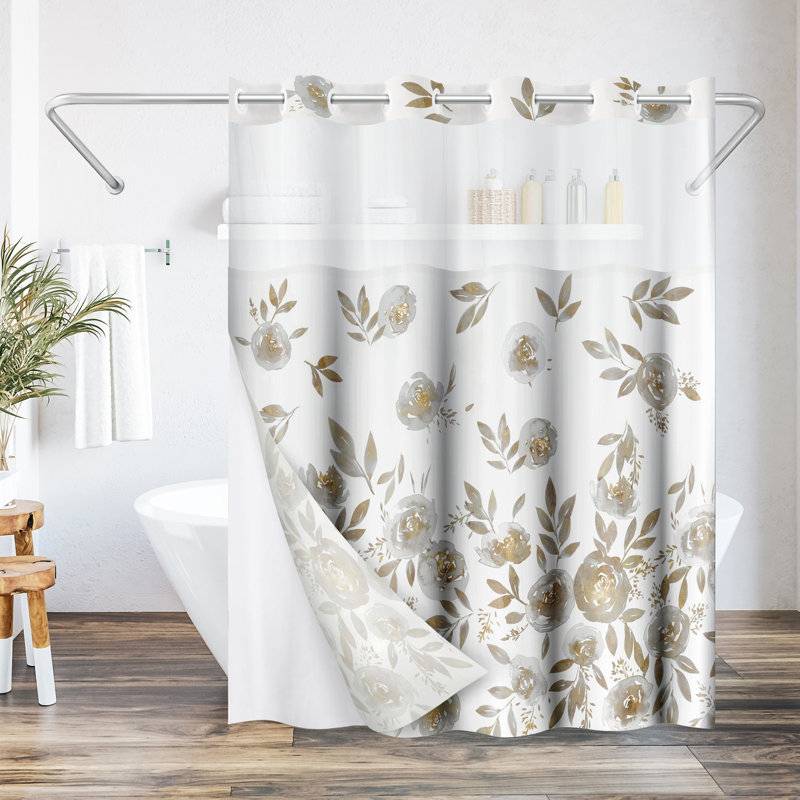 Rideau de douche 72X75 sans crochets - 100% polyester