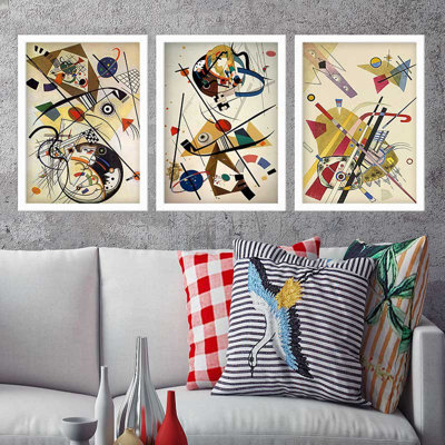 Superbe ensemble de peintures décoratives encadrées (3 pièces) de 21,7 po x 29,5 po chacune | Cadre 100% bois avec polystyrène de 0,8 pouce | Impression numérique UV | Parfait pour la décoration murale de salon, de bureau et de galerie