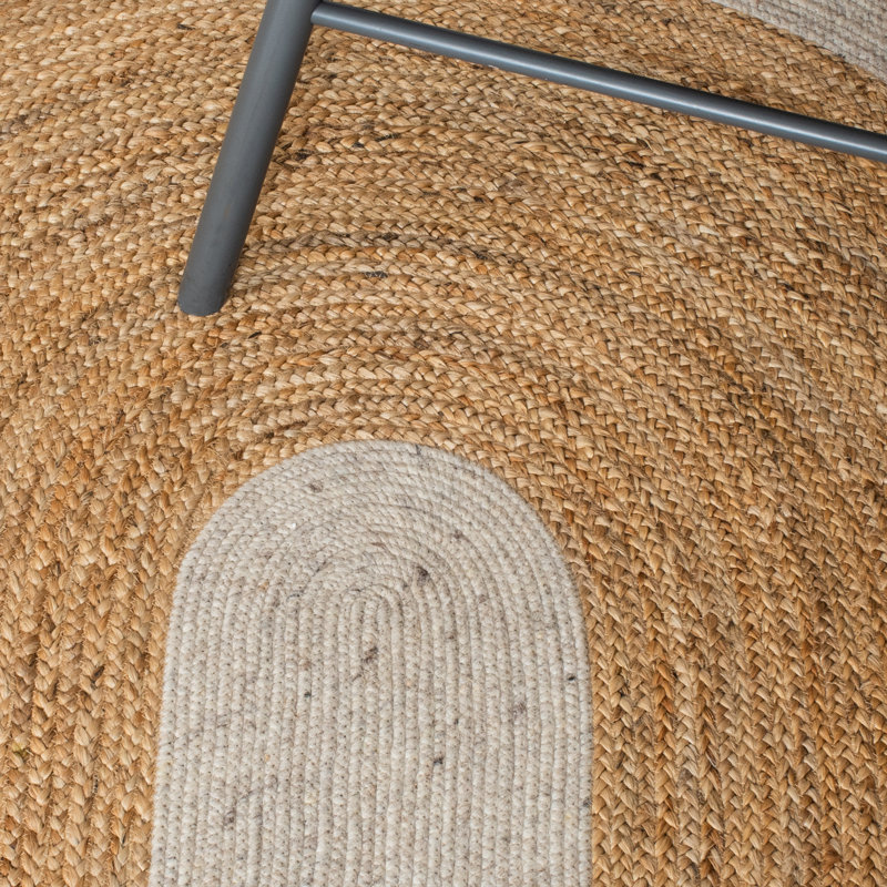 Marino Hand Woven Jute/Wool/Cotton Rug in Natural, Round 4'