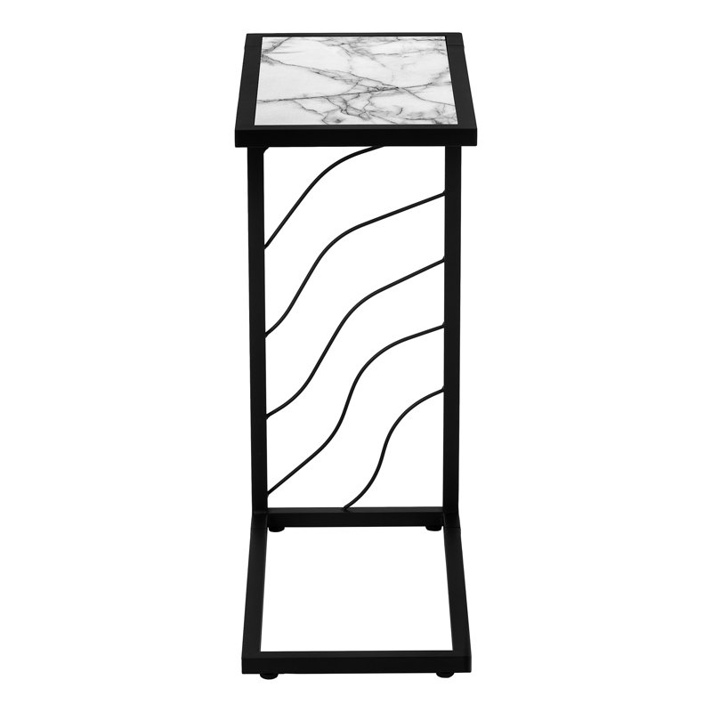 Nayelli Accent Table, C-shaped, End, Side, Snack, Living Room, Bedroom, Metal, Laminate, White