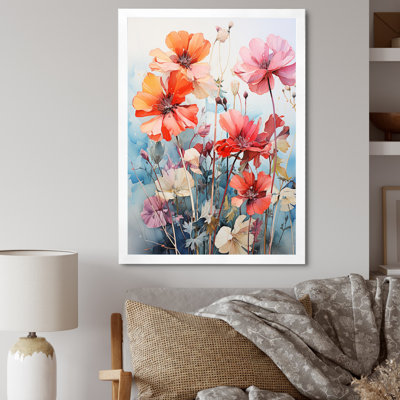 Coral Geraniums Garden Symphony III - Art mural sur toile floral et botanique