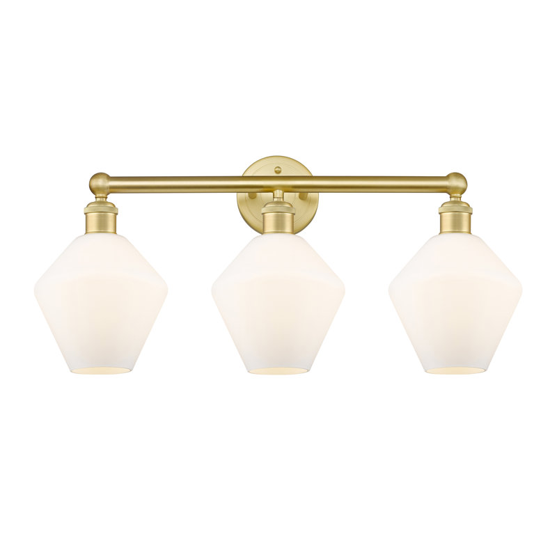 Éclairage pour meuble-lavabo 3 lumières Amylea, Boîtier blanc mat, Or satiné