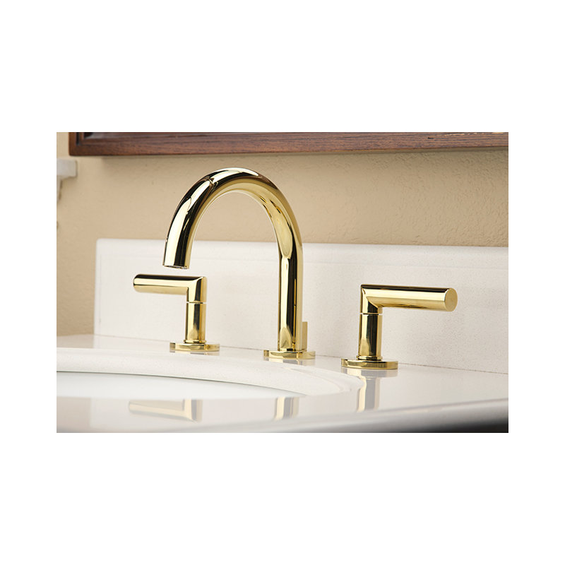 Pavani Widespread Bathroom Faucet with Drain Assembly, Uncoated Polished Brass (Living, non-returnable)