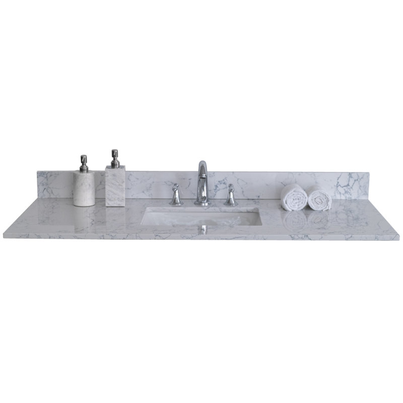 Plateau de meuble-lavabo simple 43 po gris Carra avec lavabo, Blanc Carra