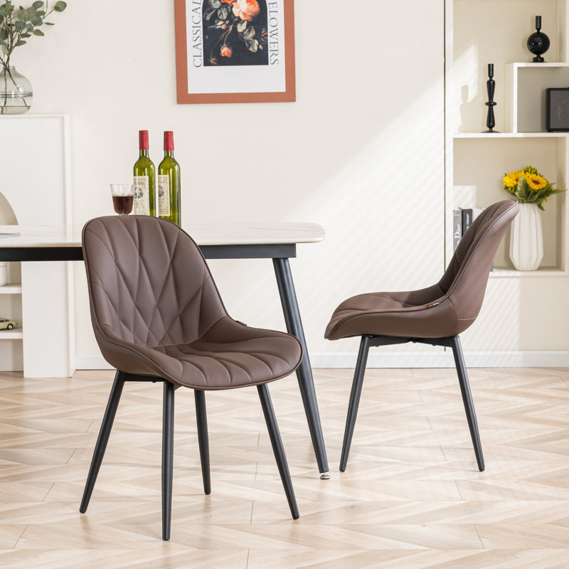 Chaise d'appoint rembourrée en similicuir Chardee, Brun