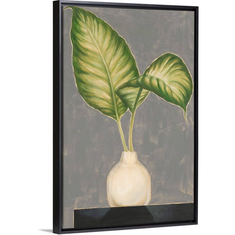 Art mural sur toile Frond In Vase IV, H 50 po x l 34 po, Toile encadrée noire