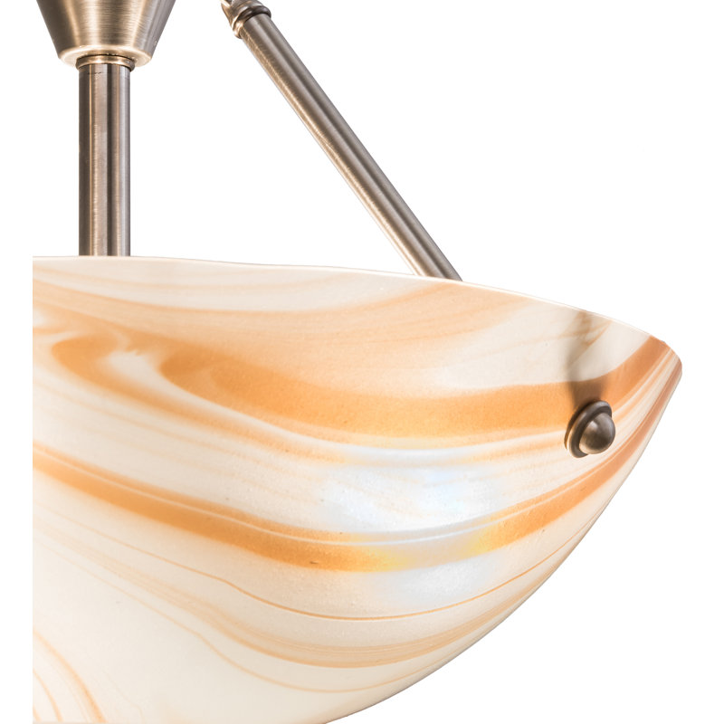Metro Cognac Swirl 3 - Light Semi Flush Mount