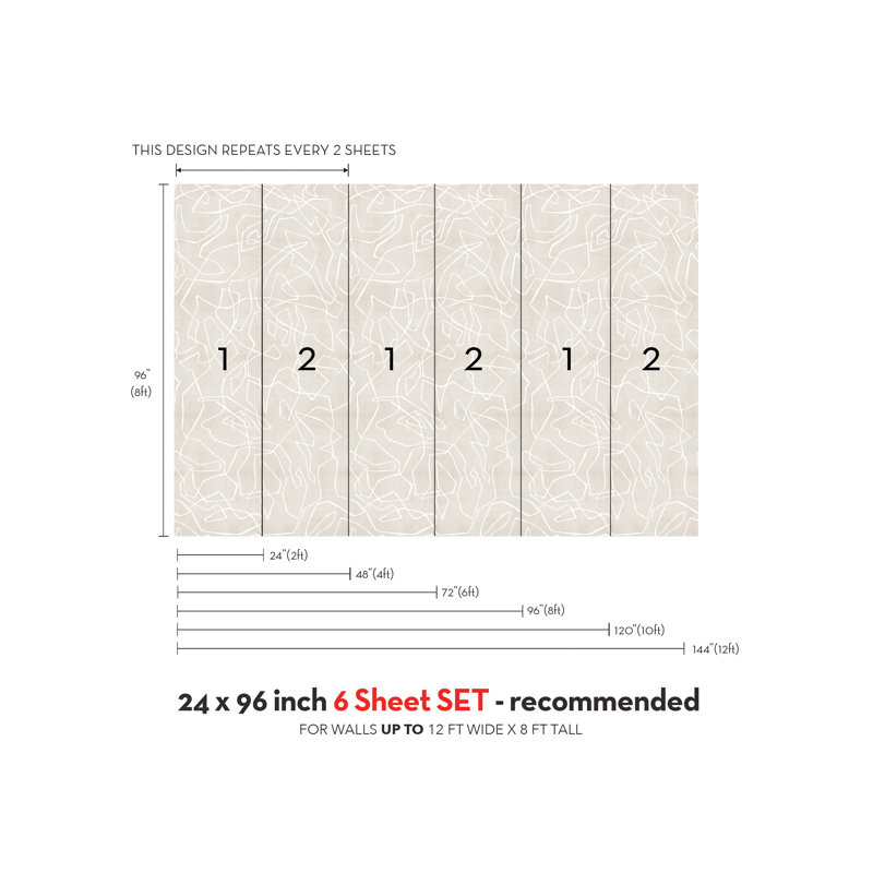 Chadlee Wall Mural, Beige, 8' L x 48" W