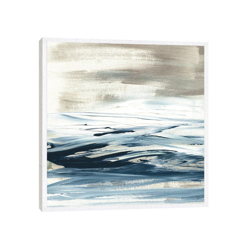 Tumultuous Indigo I by Susan Jill - Painting on Canvas, White Floater Framed, 45.72cm H x 45.72cm W x 3.81cm D