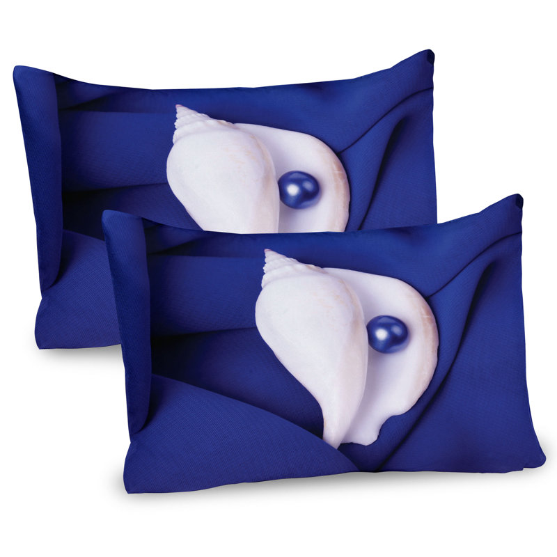 Ensemble de 2 taies décoratives avec perle bleu océan Ambesonne, L 26 po x H 20 po