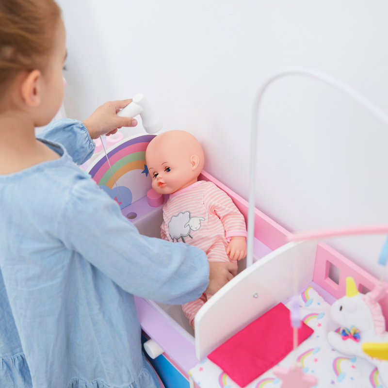 Teamson Kids 6-in-1 Baby Doll Changing Station, Pink/Purple