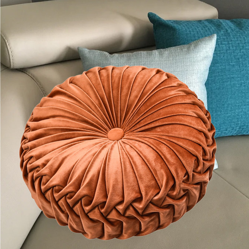 Lanajah Round Pillow Cover & Insert, Orange