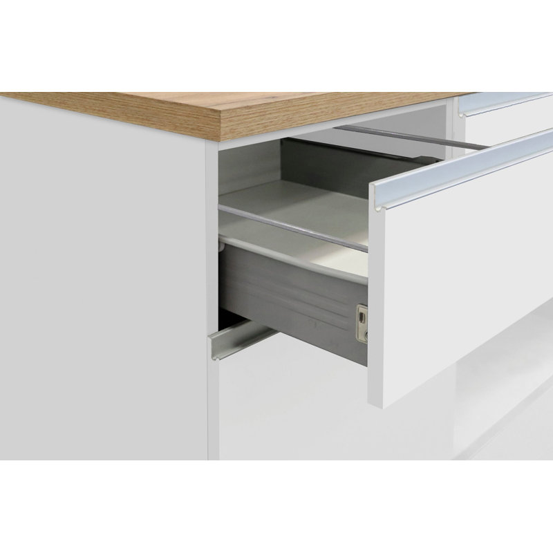 Sadrac Wood Kitchen Island, White/Oak