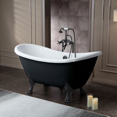 59" x 28" Clawfoot Soaking Acrylic Bathtub