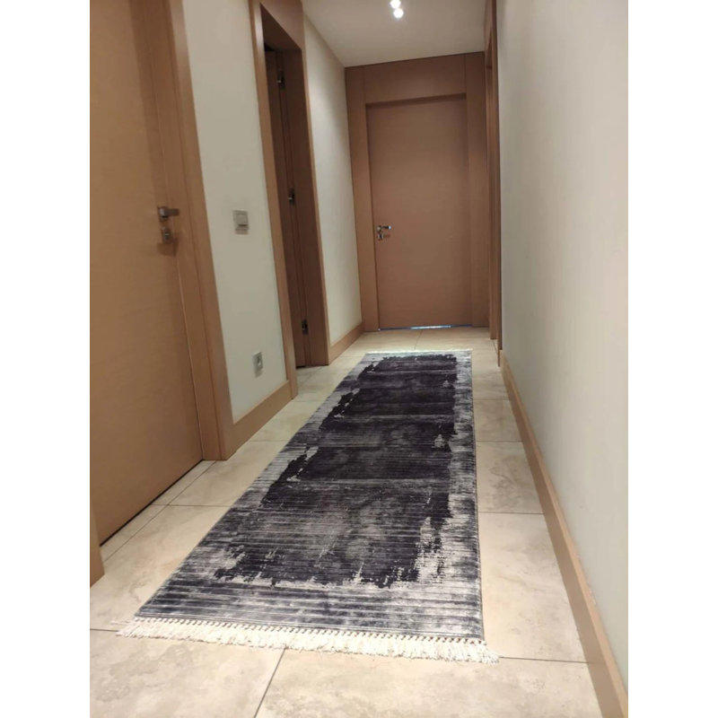Tapis gris antidérapant en polyamide Firenze, Rectangle 2 pi 7 po x 3 pi 3 po