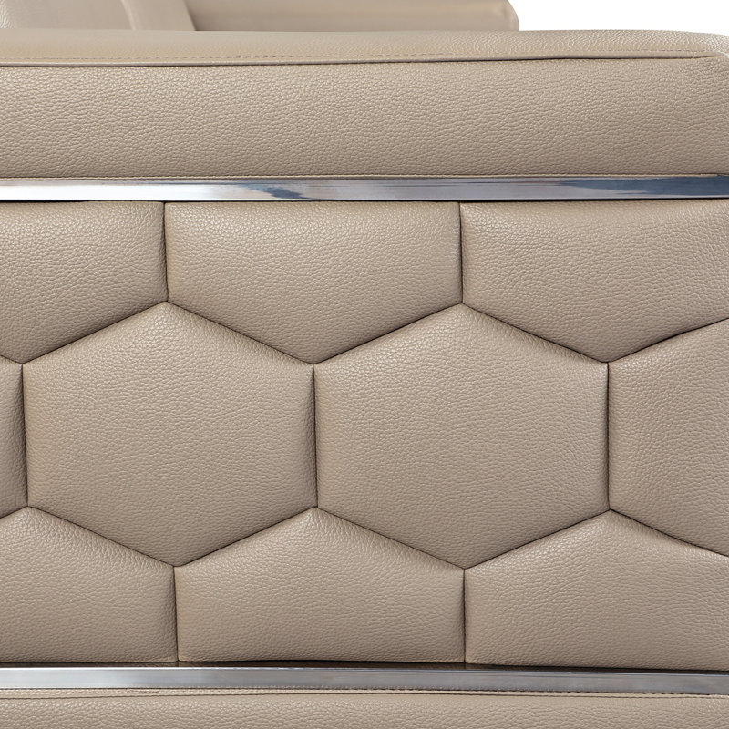 Chaise en cuir italien à grain supérieur, Beige