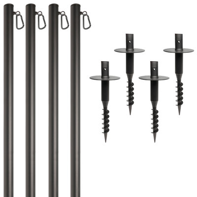 String Led Light Pole Kit for Backyard, Garden, Lawn, Patio, or Deck, Poles Extends To 10 Ft Tall, Includes a Machined-Screw Base with Flat Topper, Installation Bar, and a Magnetic Bubble Level