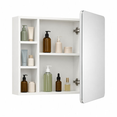 20" W x 24" H Wall-Mounted Medicine Cabinet with Mirror Door & 5 Storage Compartments