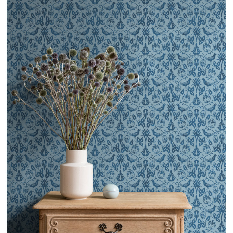 Yuki Osada Damask Wallpaper Double Roll, Blue
