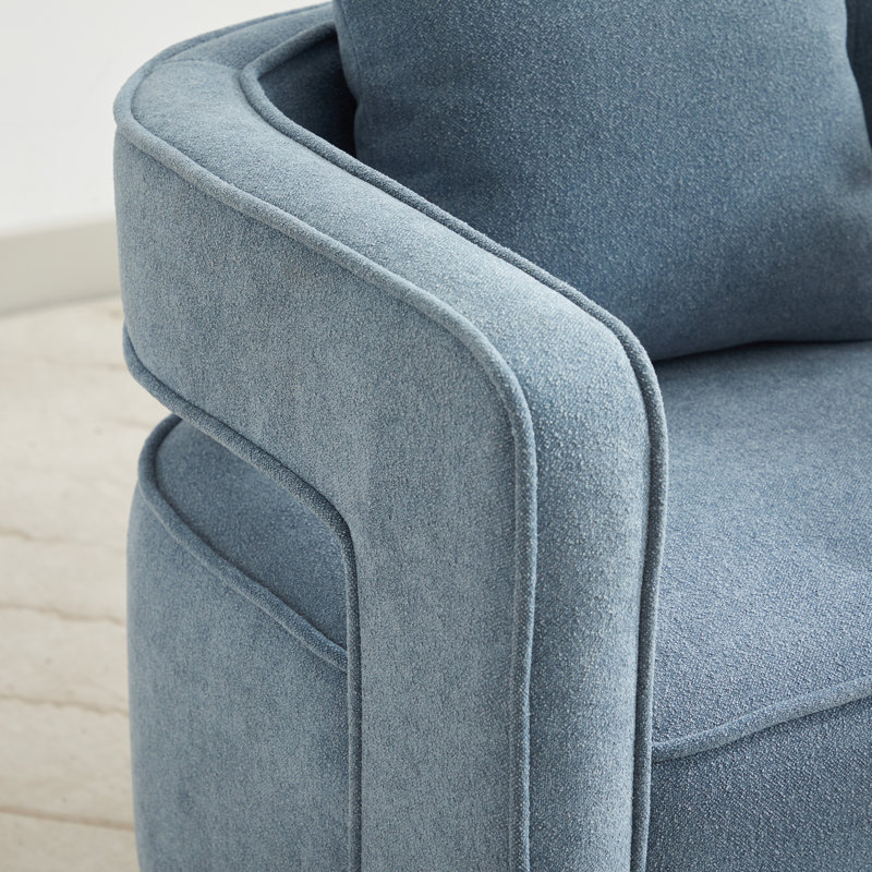 Davidanthony Upholstered Swivel Barrel Chair, Pale Blue Polyester