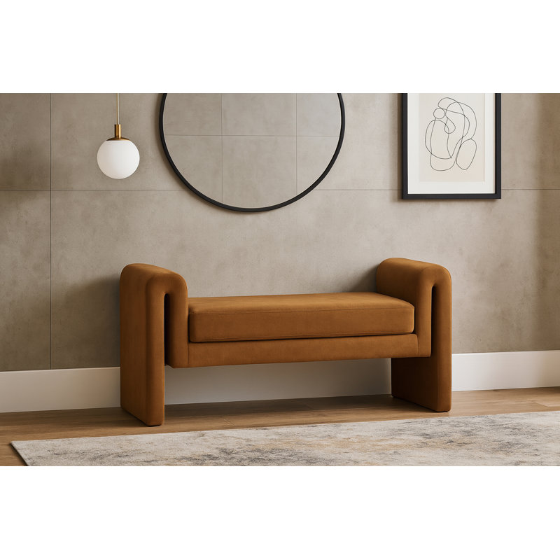 Banc rembourré Sloan, Velours selle