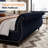 Tufted Wingback Velvet Platform Bed With Nailhead Trim, Curved Sleigh Designing-269358085-286967859