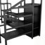 Lit mezzanine double en métal avec meuble télé, escalier et garde-robe pour enfants, maximisant l'espace et le divertissement-185424913