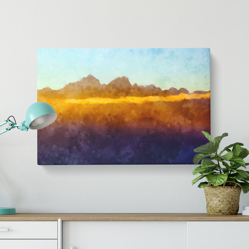 Amber Mountains Painting - Wrapped Canvas, 35cm H x 50cm W x 3cm D