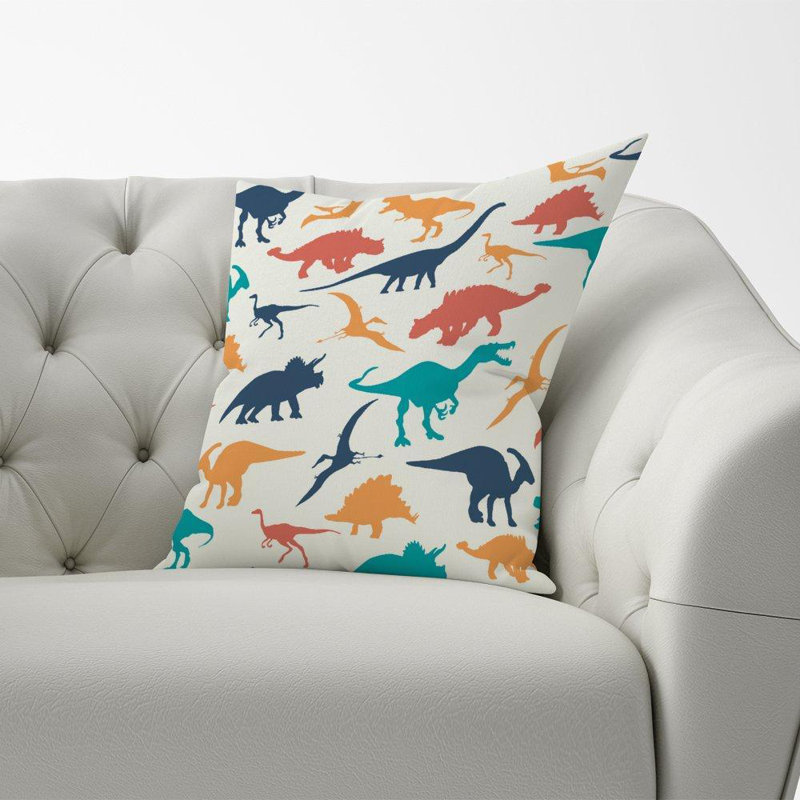 Patnaude MULTICOLOURED DINOSAURS Square Throw Cushion