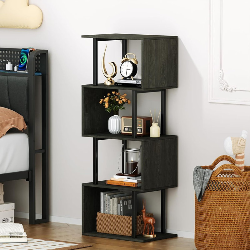 Bibliothèque à 5 niveaux, Noir, (4 tablettes) H 6 po x l 17 po x P 13 po