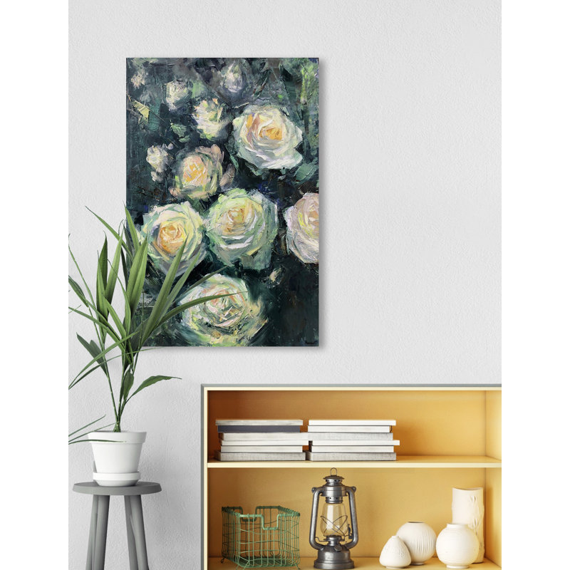 Green Roses 1 Piece Wrapped Canvas Painting, 101cm H x 66cm W x 2cm D