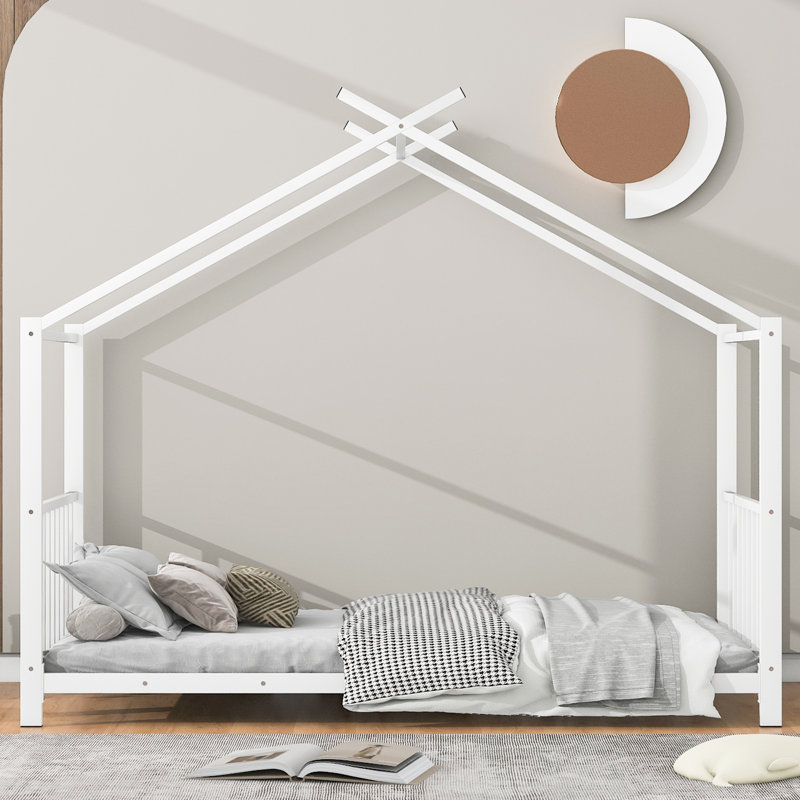 Lit plateforme simple en métal, Blanc