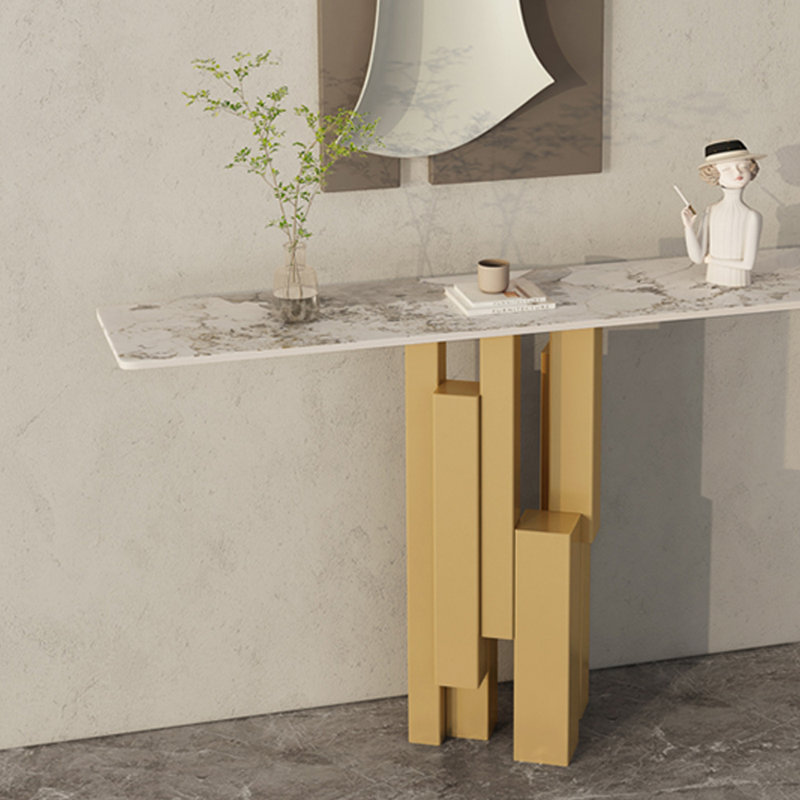 Console Luxury S, H 33,5 po x l 55,1 po x P 11,8 po, Doré, Ivoire ivoire