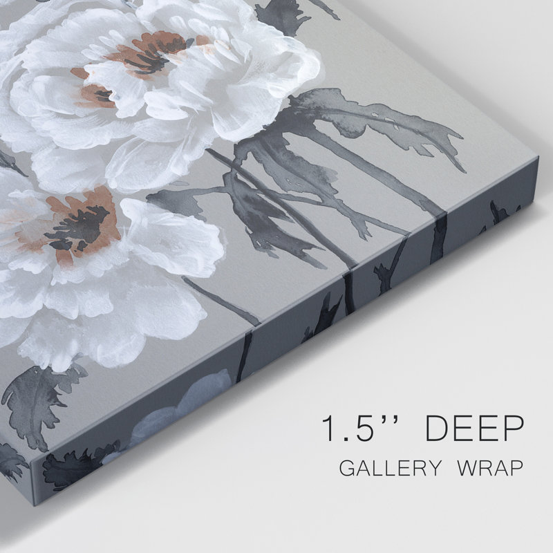 Peony Profusion II - peinture sur toile tendue, H 18 po x l 12 po x P 1 po