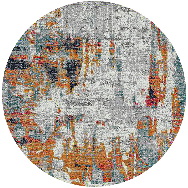 Tapis orange / bleu Chelsea, Rond 7 pi 6 po