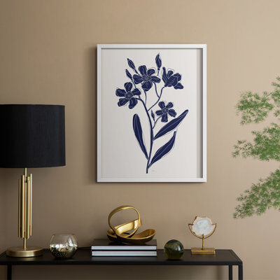 Indigo Botanical Study II, reproduction encadrée - bois massif