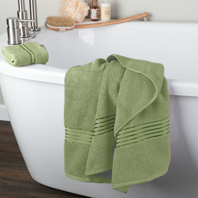 Jordan-Dale Cotton Bath Towel Set - Bathroom Accessories with Machine Washable Towels, Green, 6 Piece Towel Set