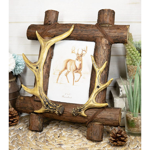 HiEnd Accents Wooden Picture Holder with Deer Bust