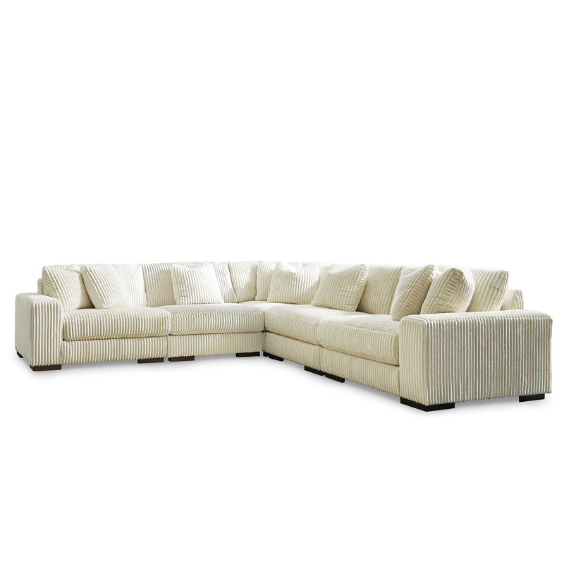 Lindyn 133" Wide Symmetrical Corner Sectional, Ivory 100% Polyester