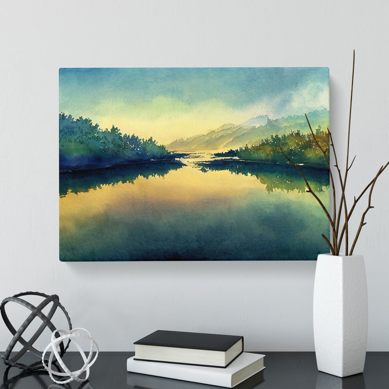 XXX-H1022-WF-7739X Serene River - Wrapped Canvas Painting, 35cm H x 50cm W x 3cm D