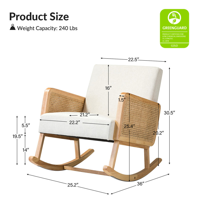 Chaise berçante Adena, Lin blanc