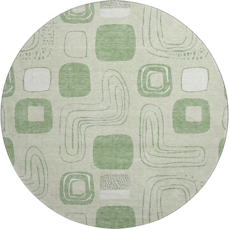 Premium Machine Washable Slesnick AMF1670 Geometric Rug, Round 8'