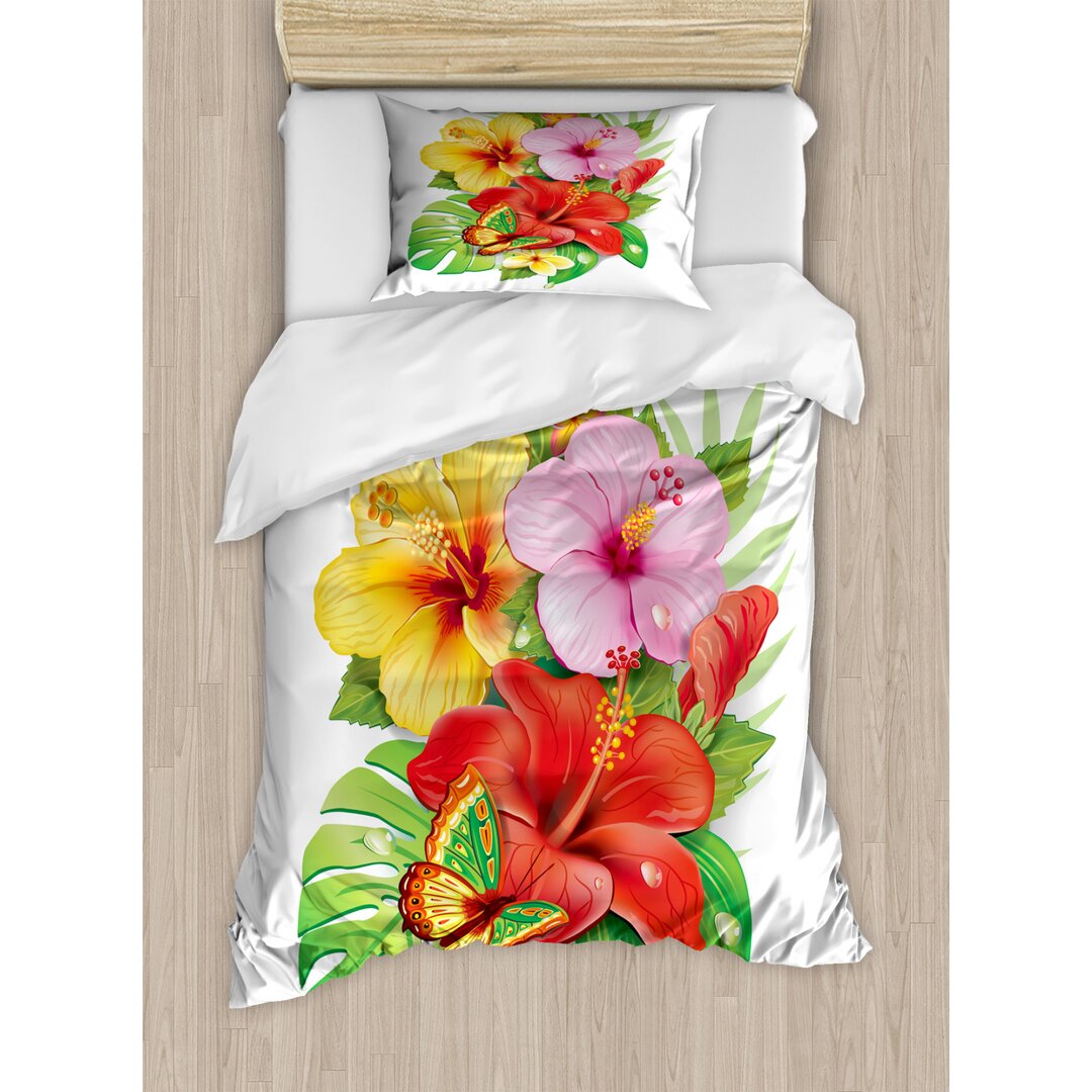 Bettbezug Set, Bunt Hibiscus Blooming, hawaiisch, Mehrfarbig