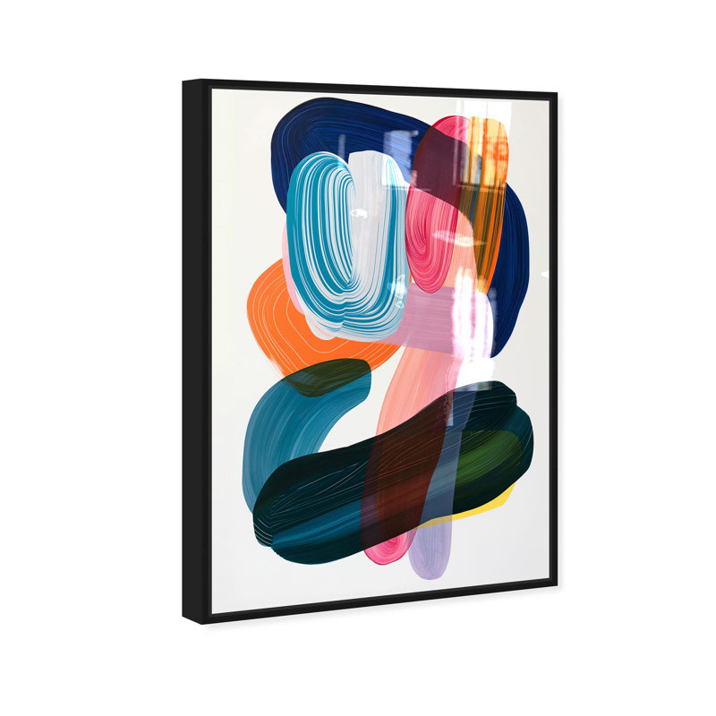 Oliver Gal Radiant Interplay Abstract - Hand-Applied Glass Coat Framed Canvas Art, 24" H x 16" W, Black