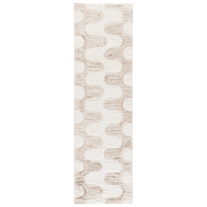 Miksen 226 Hand Tufted Wool/Recycled Cotton Abstract Indoor Use Only Rug in Ivory/Beige, Runner 2'3" x 8'