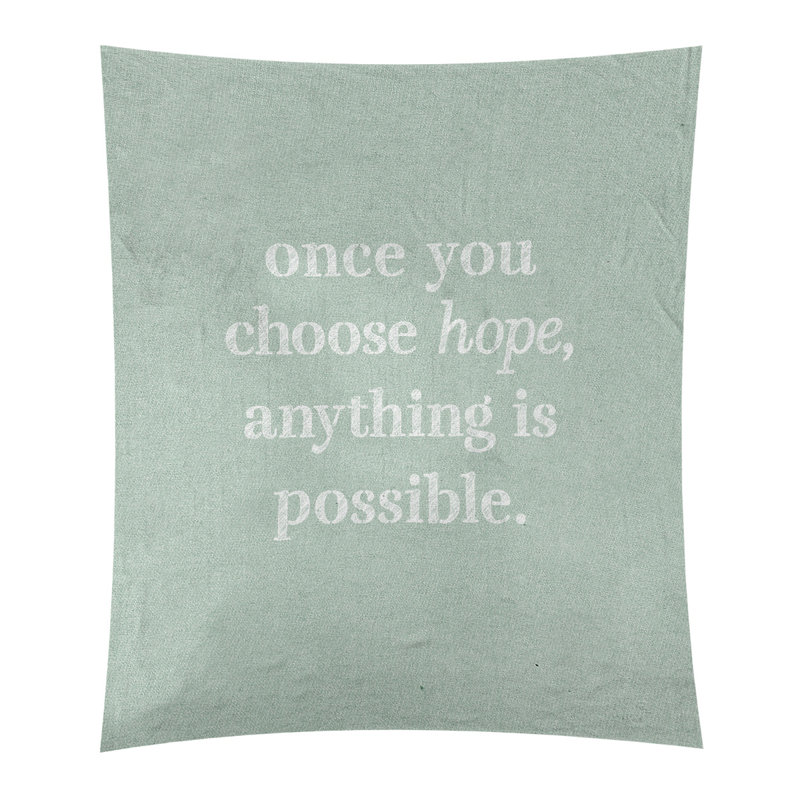 Tapisserie de polyester, citation en polyester, citation de l’espoir, H 27,5 po x l 37,5 po, Vert / blanc
